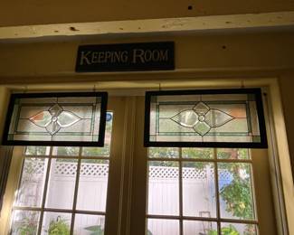 Various stained glass and sign decor