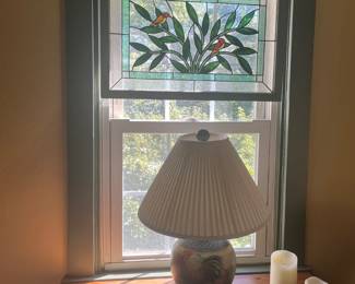 Stained glass with rooster lamp