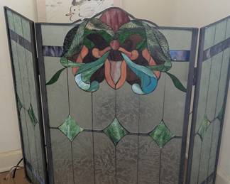 Beautiful Decor Piece Stain Glass Fireplace Screen