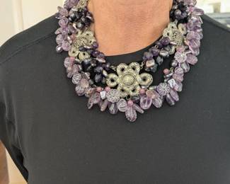 beautiful amethyst statement necklace