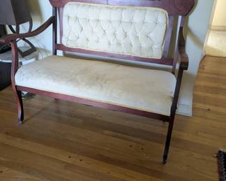 Vintage Settee needs some repair and cleaning on the fabric