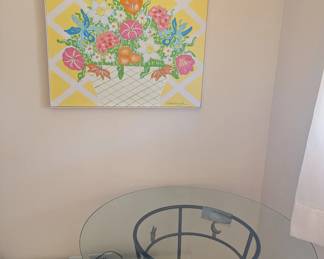 Nice size glass top table