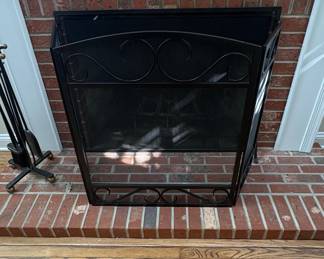 Three-Panel Wrought Iron Fireplace Screen