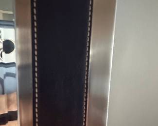 Rectangular Wall Mirror with Stitched Leather Frame