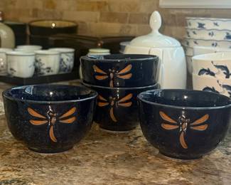 Dragonfly Midnight Blue Ceramic Tea Set