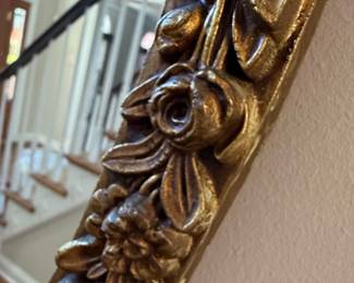 Oval Wall Mirror with Floral Frame