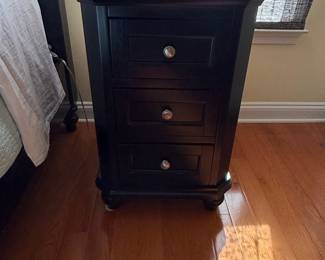 Three-Drawer Black Nightstand