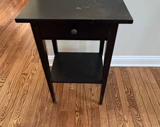 Black Painted Wood Side Table with Drawer