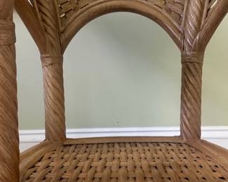 Rattan and Wicker Side Table with Glass Top