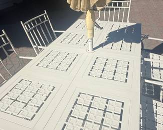 White Painted Metal Outdoor Dining Set