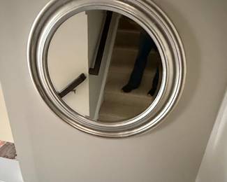 Circular Silver-Tone Wall Mirror