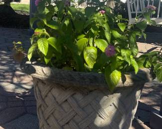 Cast Stone Basket-Weave Garden Planter