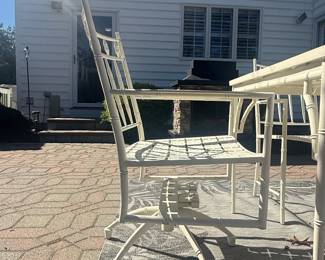 White Painted Metal Outdoor Dining Set