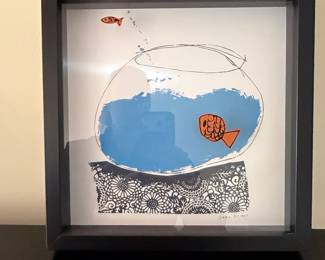 Vintage IKEA Olunda Jane Ormes Goldfish Bowl 3D Shadow Box Art