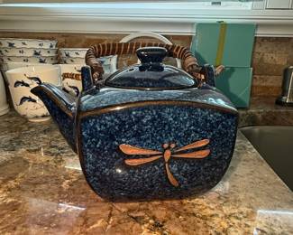 Dragonfly Midnight Blue Ceramic Tea Set