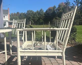Vintage Chinese Faux Bamboo Armchairs