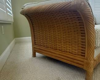Wicker Sofa with Striped Upholstery
