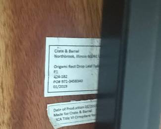 Crate & Barrel Origami Rectangular Drop Leaf Table