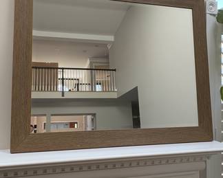 Rectangular Wood-Grain Wall Mirror