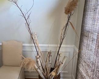 Decorative Birch Branch and Dried Grass Floor Arrangement