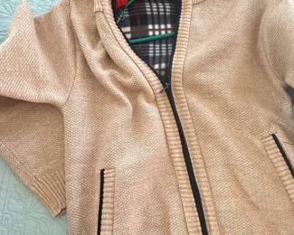Fleece-Lined Knit Zip-Up Cardigan