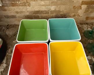 Overandback Summertime Stoneware Square Bowls