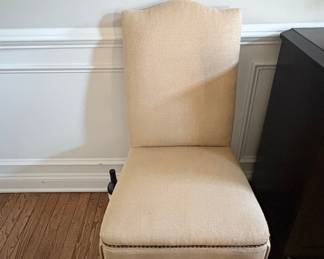 Upholstered Camelback Dining Chair with Skirt