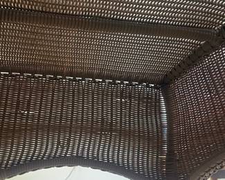 Wicker Coffee Table with Glass Top