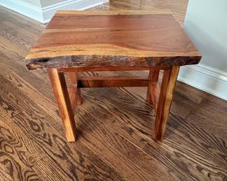 Handcrafted Live Edge Wood Side Table