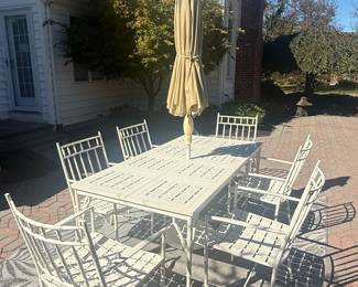 White Painted Metal Outdoor Dining Set