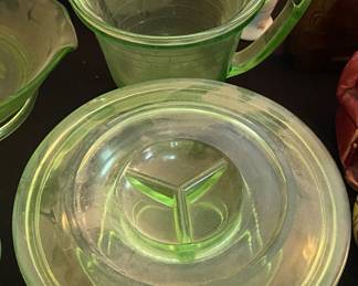 Assorted Green Depression Glass