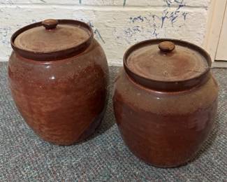 Colonial Cream Cole Pottery Canisters