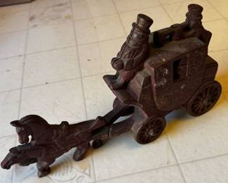 Cast Iron Doorstop Horse Drawn Carriage