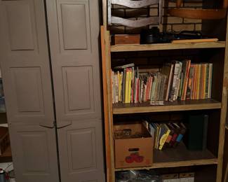 storage cabinet, bookcase, chairs