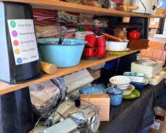 enamel ware, blind stitch machine, kitchen