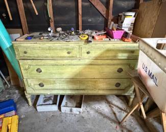 vintage dresser and tools