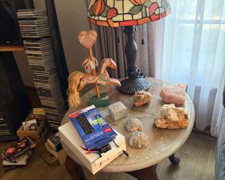 lamp and stone top table