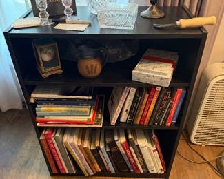 shelf and books and Waterford Crystal glass