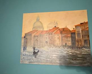 Venetian Canal Scene Oil Painting