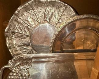 Bruce Fox for Wilton Armetale Cabbage Leaf and Grapevine Serving Pieces