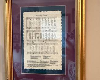Framed "Amazing Grace" Hymn Sheet Music Print