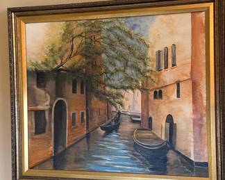 Venetian Canal Scene Oil Painting Signed 'Dolores '95'