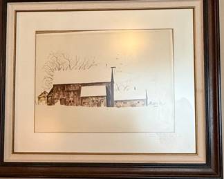 Signed Limited Edition Barn Etching