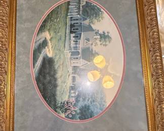 Thomas Kinkade "Home is Where the Heart Is" Print in Ornate Gilt Frame