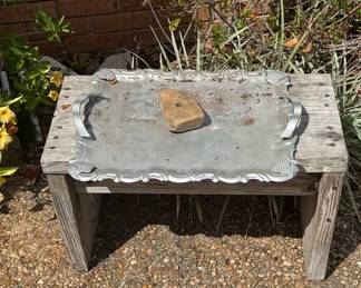 Vintage Hammered Aluminum Serving Tray with Grape Motif