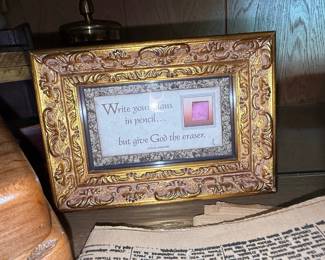 Inspirational Quote Framed Art - 'Write your plans in pencil... but give God the eraser.'