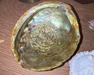 Vintage Footed Abalone Shell Bowl