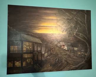 Western Frontier Town Oil Painting