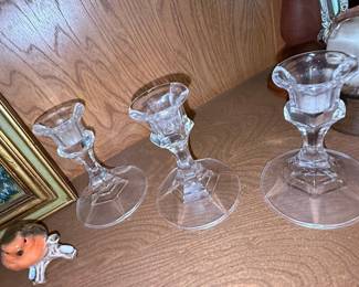 Libbey Georgian 2245 Paneled Crystal Candlesticks