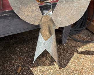 Galvanized Metal Angel Garden Sculpture